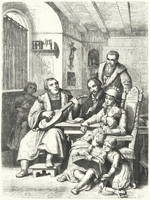 Martin Luther hjemme med familien av German School