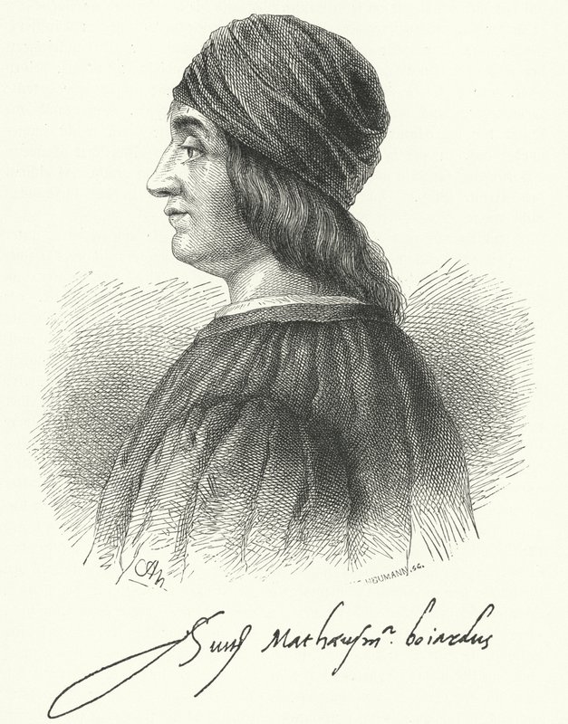 Matteo Maria Boiardo , italiensk renessansepoet (gravering) av German School