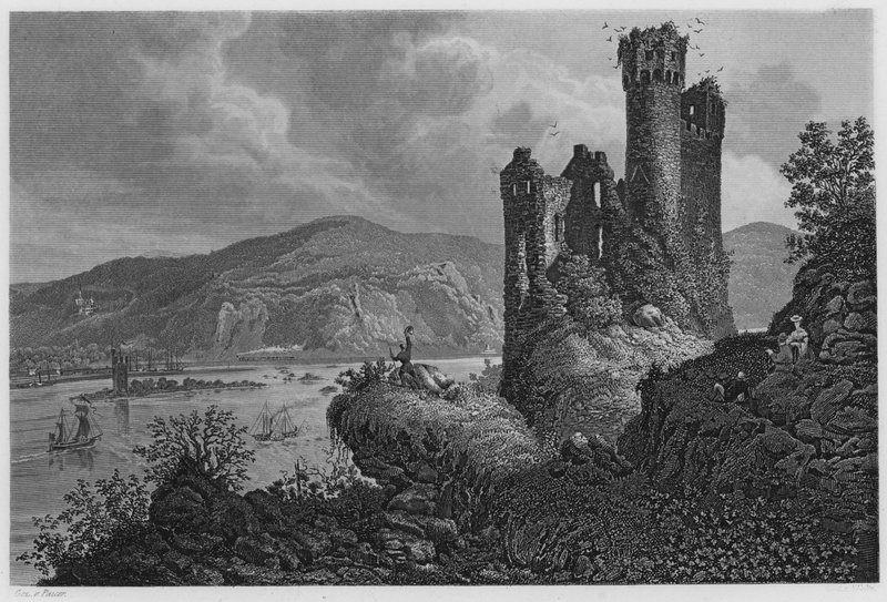 Mausethurm og Ehrenfels (gravering) av German School