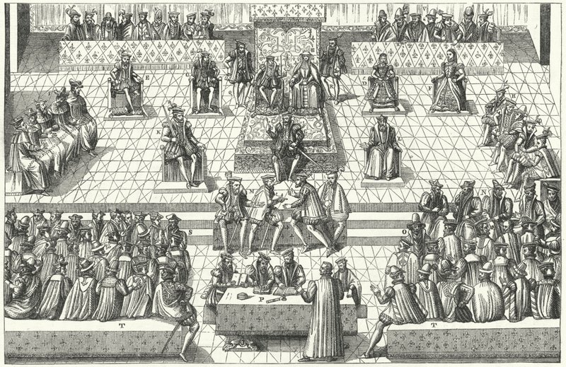 Møte med de franske stændergeneralen i Orleans, januar 1561 (gravering) av German School
