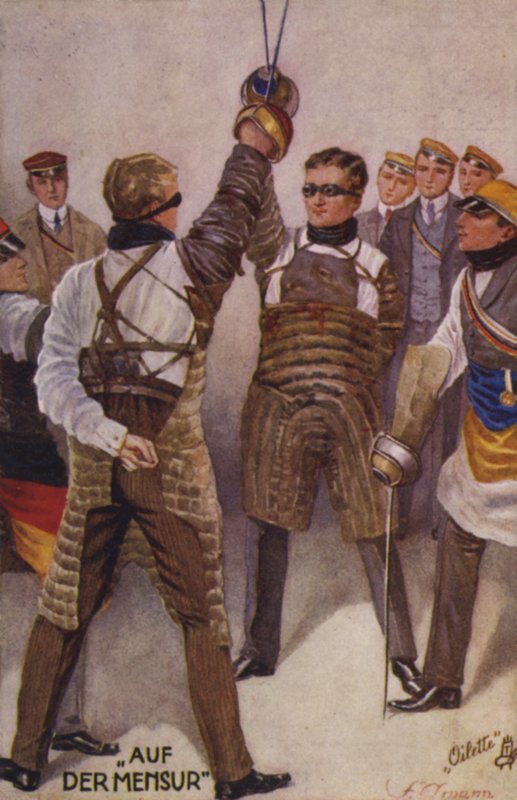 Mensur (fargelitografi) av German School