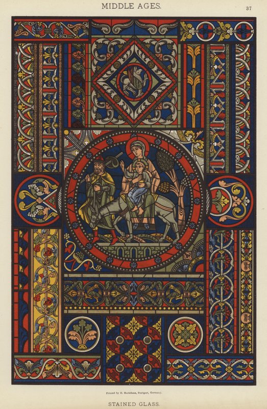 Middelalder, Farget glass (litho-farge) av German School