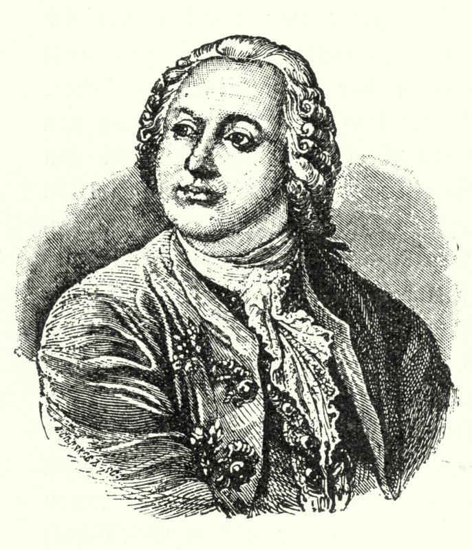 Mikhail Lomonosov , russisk forfatter og vitenskapsmann (gravering) av German School