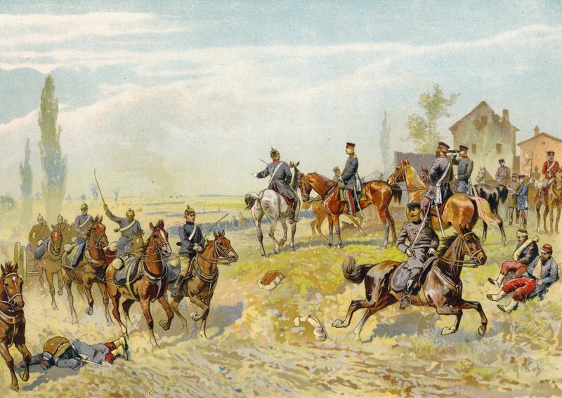 Moltke venter på ankomsten av det tyske 2. korps ved Gravelotte, fransk-prøyssisk krig, 18. august 1870 av German School