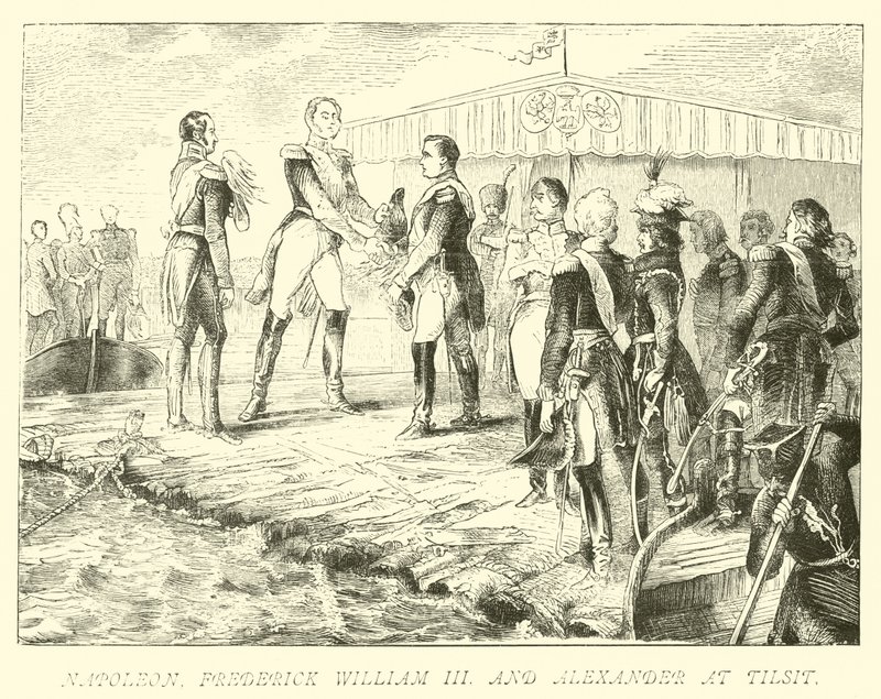 Napoleon, Frederick William III og Alexander ved Tilsit av German School