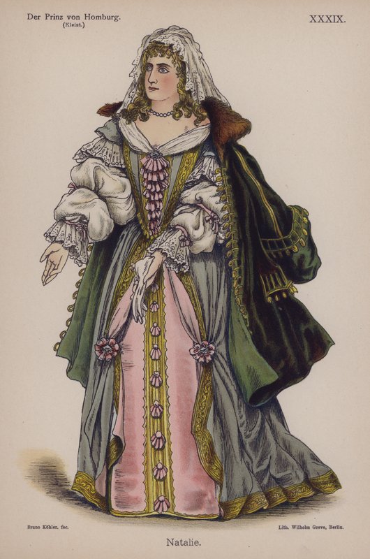 Natalie, fra Der Prinz von Homburg (Prinsen av Homburg) av Heinrich von Kleist (farge litho) av German School