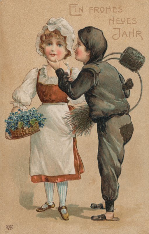 Nyttårskort (fargelitografi) av German School