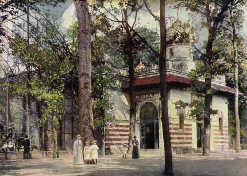 Ny voliere, Berlin zoologiske hage, Tyskland (farge litho) av German School