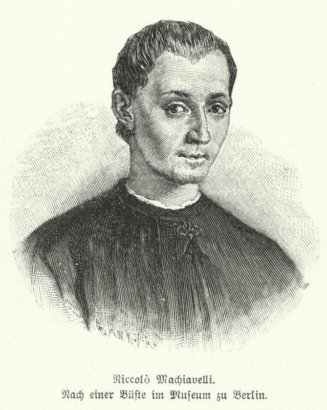 Niccolo Machiavelli , italiensk diplomat, politiker, filosof og forfatter (litho) av German School