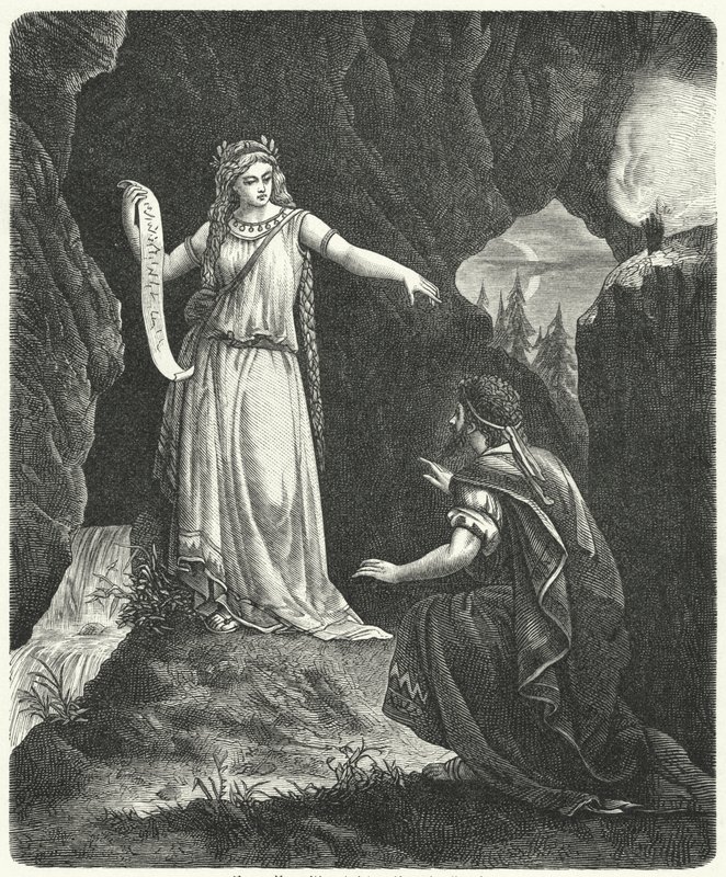 Numa Pompilius med nymfen Egeria (gravering) av German School