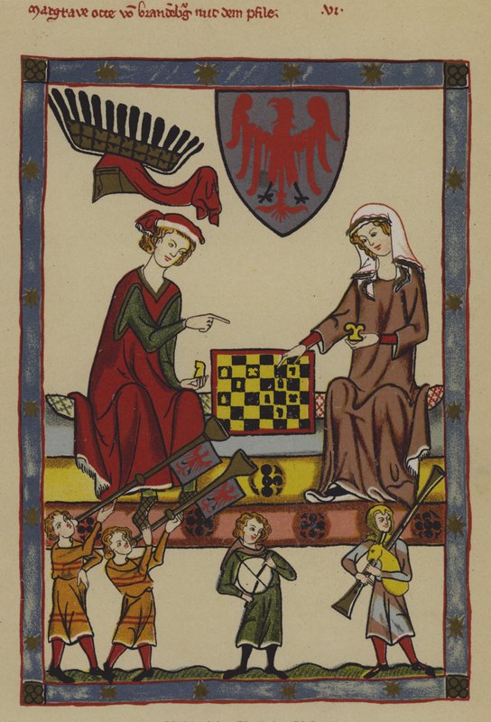 Otto IV, markgreve av Brandenburg og hans kone, Hedwig av Holstein (farge litho) av German School
