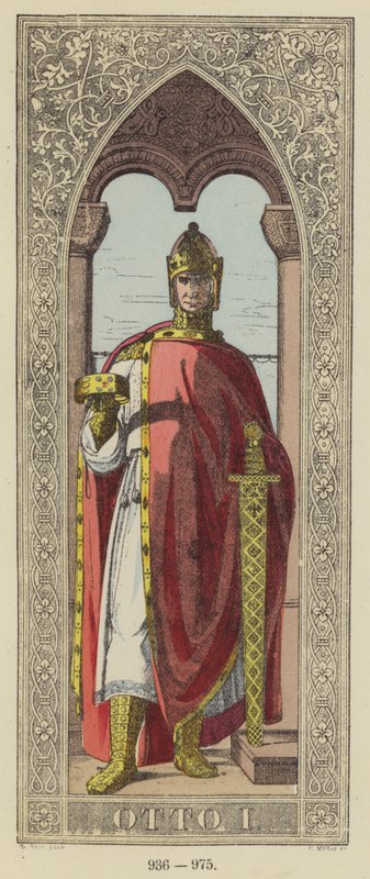 Otto I, 936-975 (farget gravering) av German School