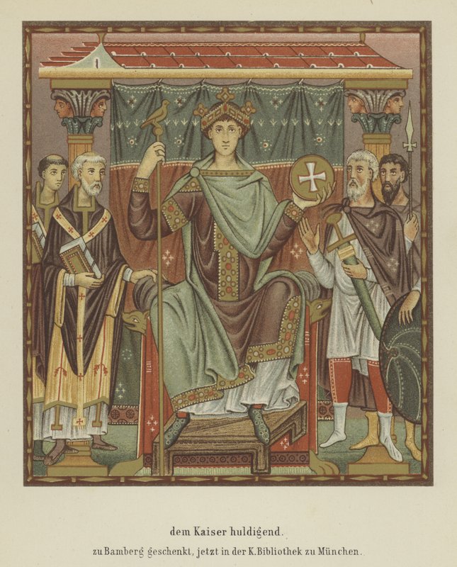 Hylle den hellige romerske keiseren Otto III (farge litho) av German School