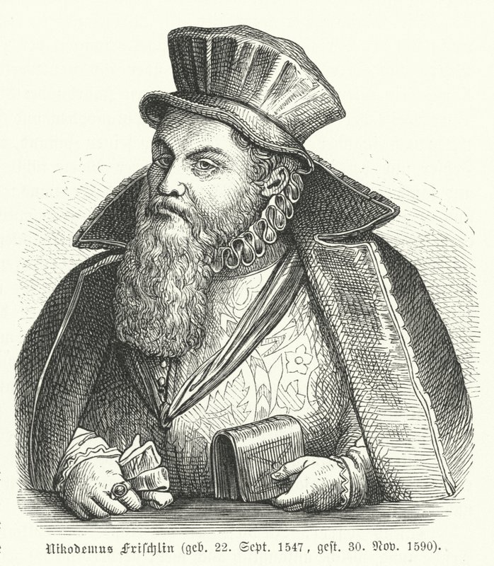 Philipp Nikodemus Frischlin , tysk poet og dramatiker (gravering) av German School