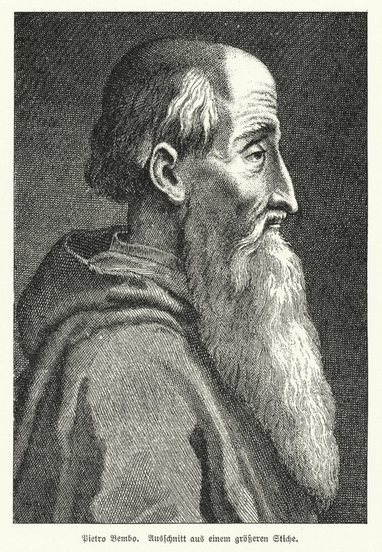 Pietro Bembo , italiensk lærd, poet, kardinal og medlem av Knights Hospitaller (litho) av German School