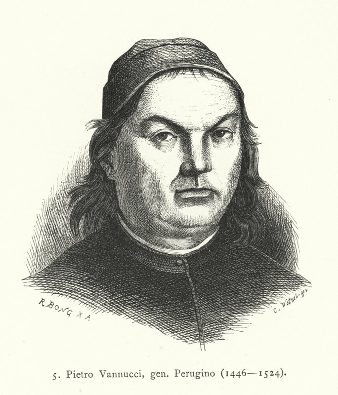 Pietro Perugino , italiensk renessansekunstner (gravering) av German School