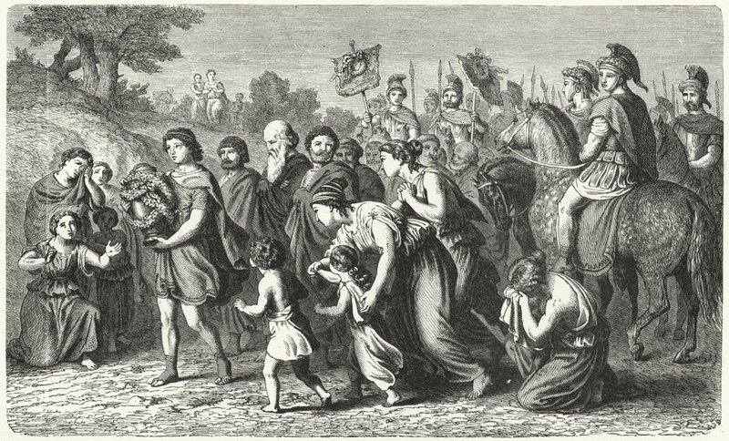 Polybius bærer asken til Philopoemen i høytidelig prosesjon til Megalopolis av German School