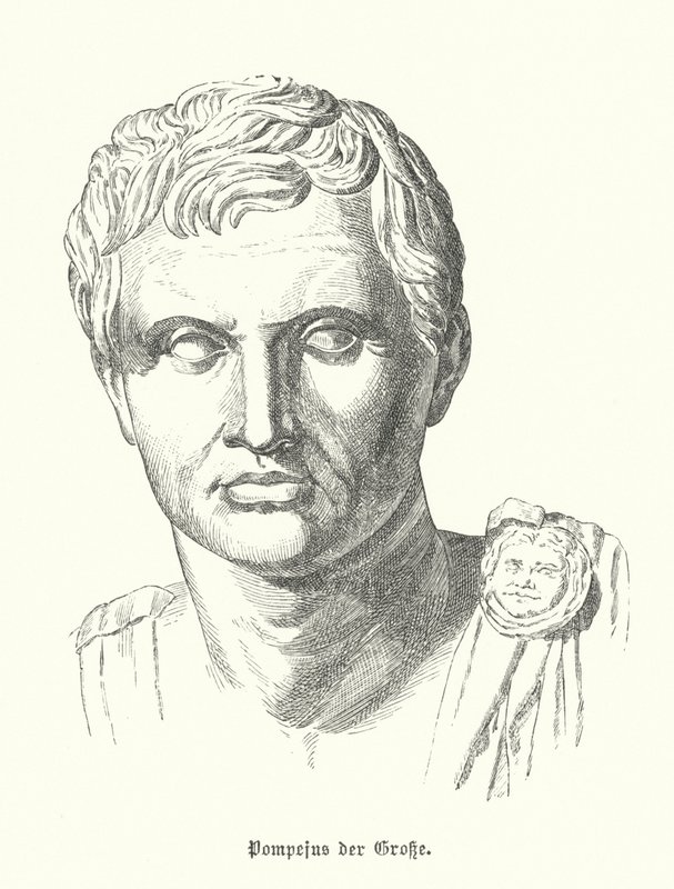 Pompeius den store, romersk soldat og politiker (gravering) av German School