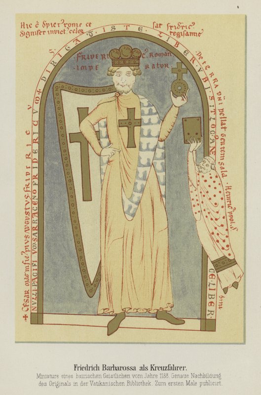 Portrett av Frederick Barbarossa, den hellige romerske keiseren, som en korsfarer, 1188 av German School