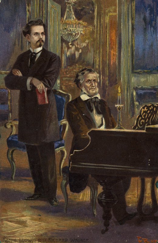 Portrett av kong Ludwig II og Richard Wagner av German School