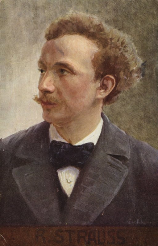 Portrett av Richard Strauss (fargelitografi) av German School