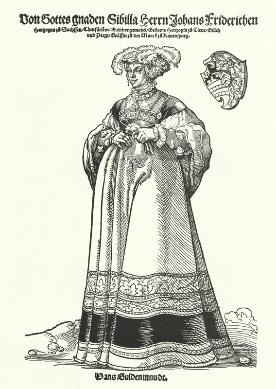 Portrett av Sibylle, hertuginne av Sachsen (gravering) av German School