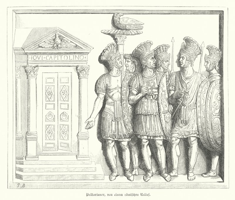 Praetorian Guards, etter et romersk relieff (gravering) av German School