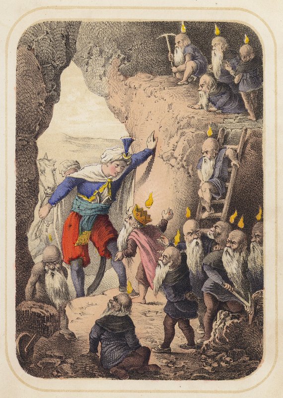 Prins av Sindh i en scene fra Tusen og én natt (farge litho) av German School