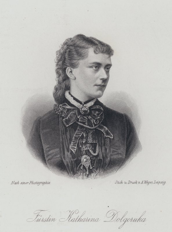Prinsesse Catherine Dolgorukova, elskerinne og senere morganatisk kone til tsar Alexander II av Russland (gravering) av German School