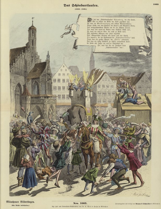 Prosesjon av Schoenbartlaufen, Nürnberg, Tyskland, 1349-1539 av German School
