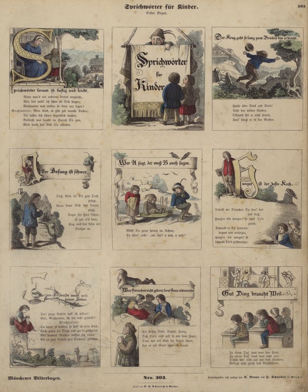Ordspråk for barn (farget gravering) av German School