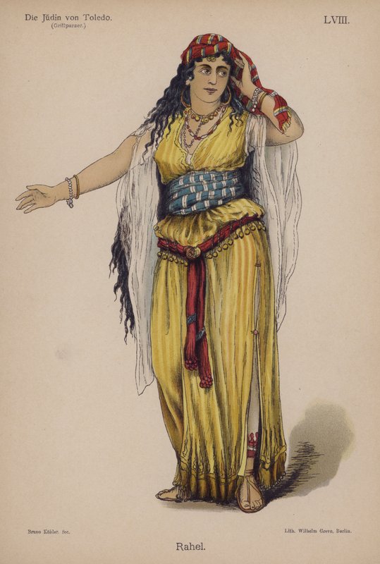Rahel, fra Die Judin von Toledo (Jødinnen i Toledo) av Franz Grillparzer (farge litho) av German School
