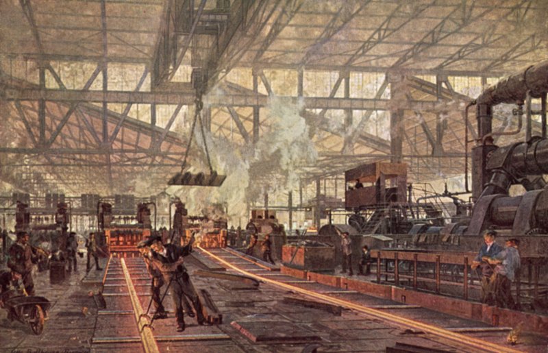 Jernbanefabrikk, Krupp Steelworks, Essen, Tyskland av German School