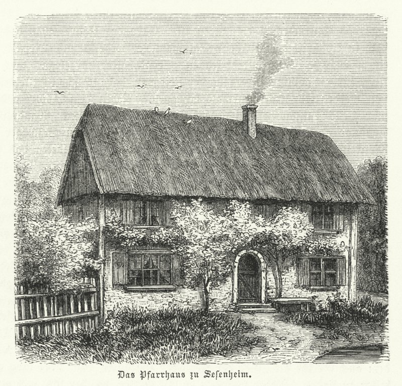 Prestegården i Sessenheim, hjemmet til Friederike Brion, som Johann Wolfgang Goethe hadde et kjærlighetsforhold til mens han studerte ved Strasbourg University i 1770-1771 av German School