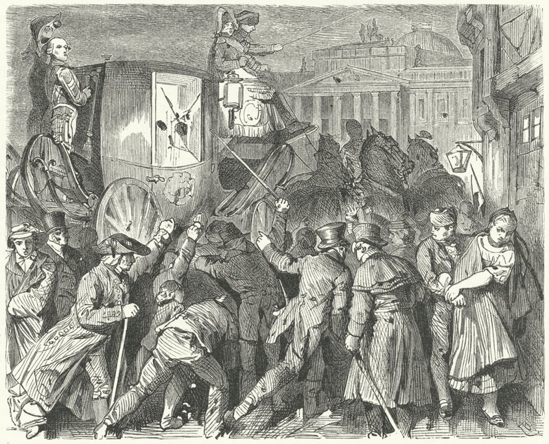 Opprør fra folket i Brunswick mot hertug Charles II, 6. september 1830 av German School