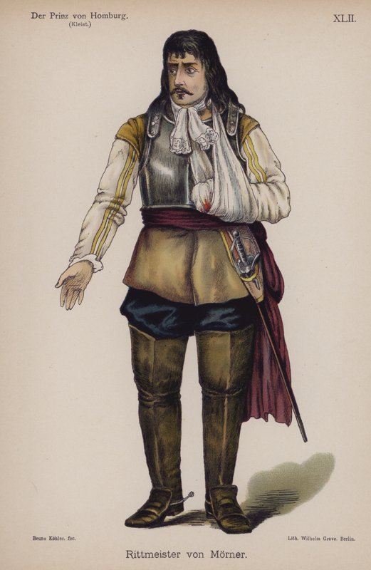 Rittmeister von Moerner, fra Der Prinz von Homburg (Prinsen av Homburg) av Heinrich von Kleist (farge litho) av German School