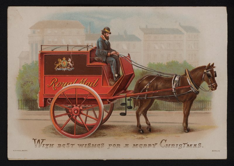 Royal Mail varebil, julehilsen, sent på 1800- eller tidlig på 1900-tallet (chromolitho) av German School