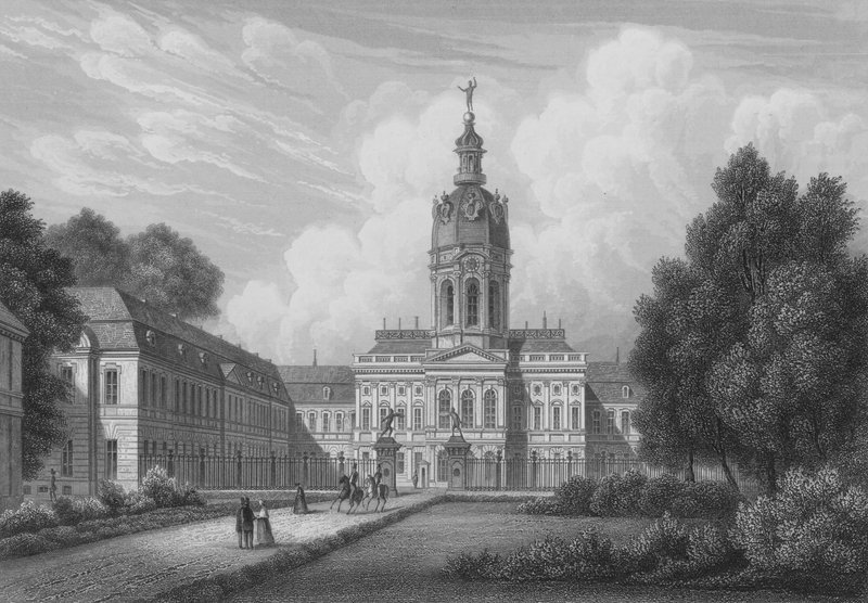 Det kongelige slott i Charlottenburg, Berlin (stålgravering) av German School