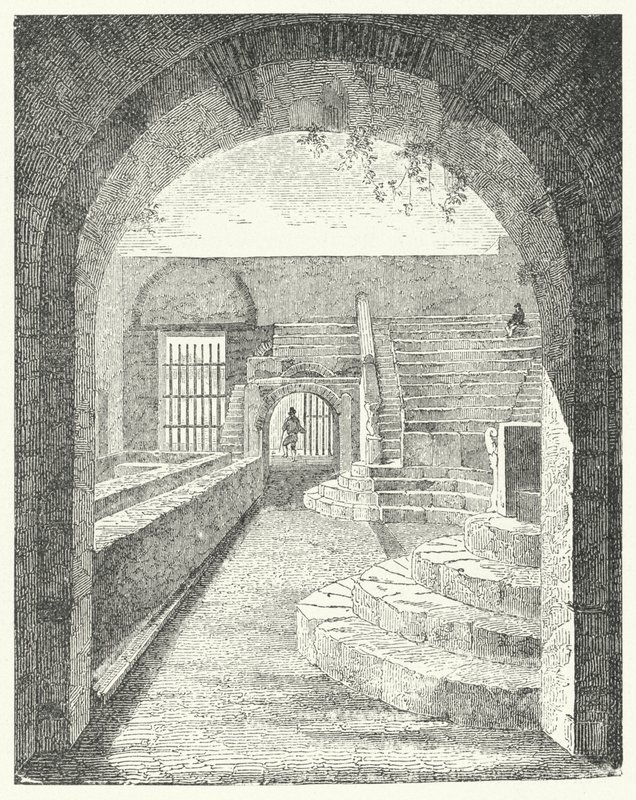 Ruinene av det lille teatret i Pompeii (gravering) av German School