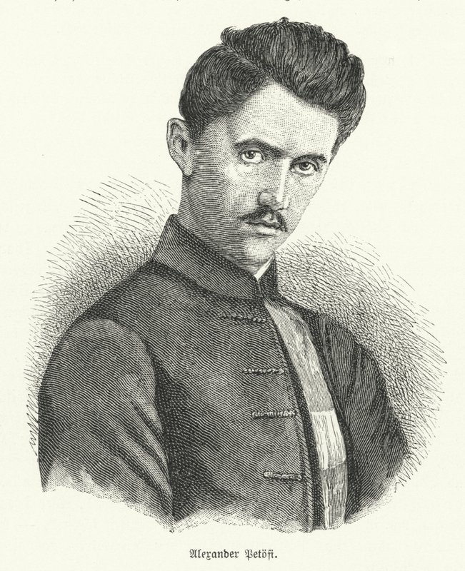 Vakker Petofi, ungarsk poet (Litho) av German School