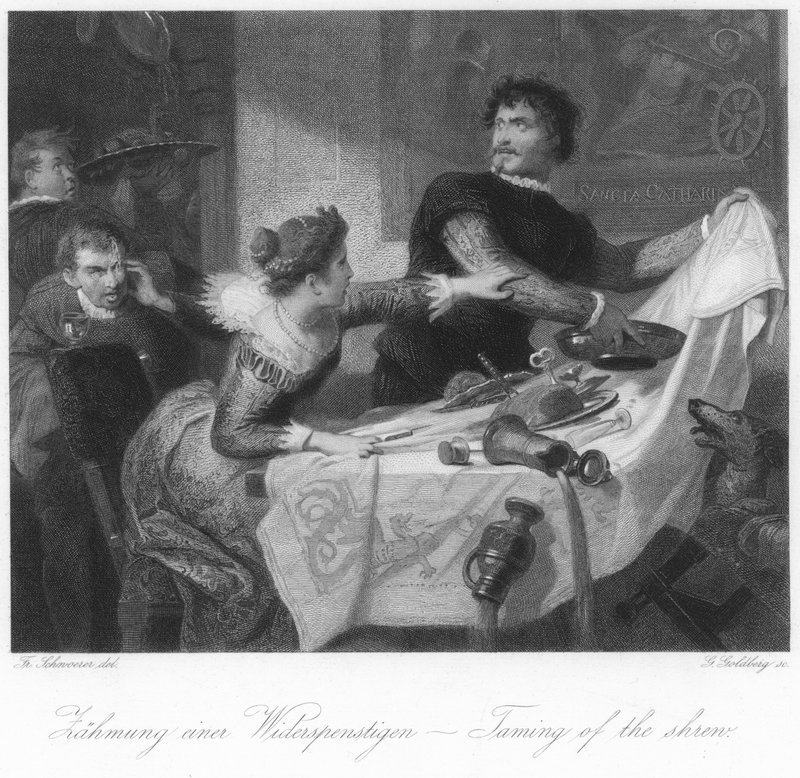 Scene fra The Taming of the Shrew av German School