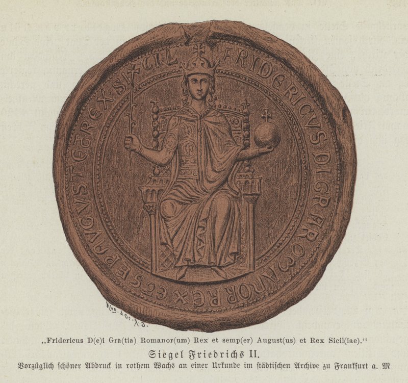 Segl fra Frederick II, den hellige romerske keiseren (farge litho) av German School