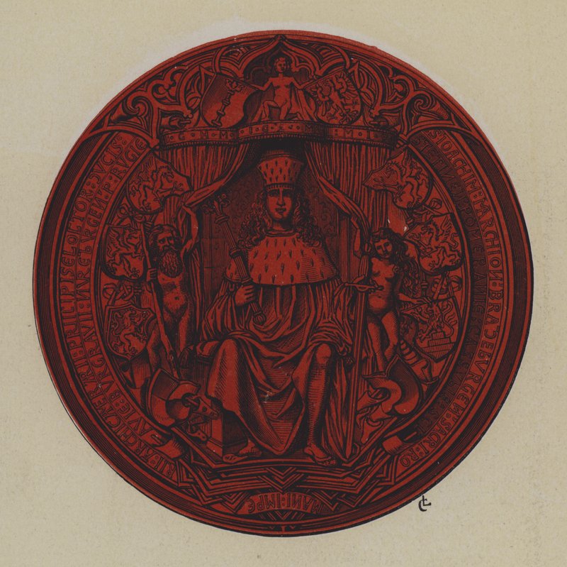 Segl til Joachim I og Joachim II, kurfyrste av Brandenburg (farge litho) av German School