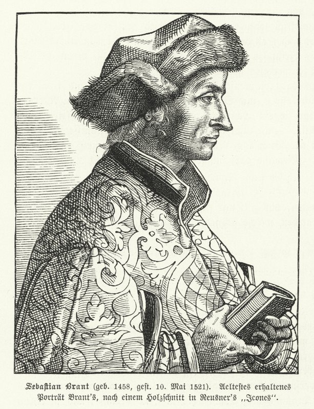 Sebastian Brant , tysk renessansehumanist og satiriker (gravering) av German School