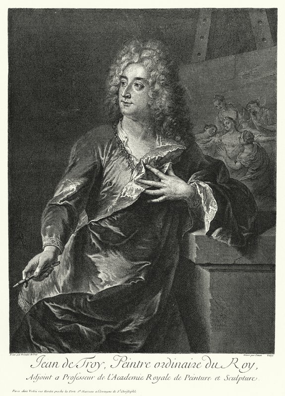 Selvportrett av den franske kunstneren Jean Francois de Troy (gravering) av German School
