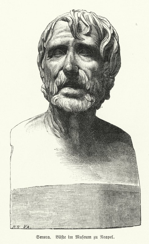 Seneca den yngre , romersk filosof, statsmann og dramatiker (litho) av German School