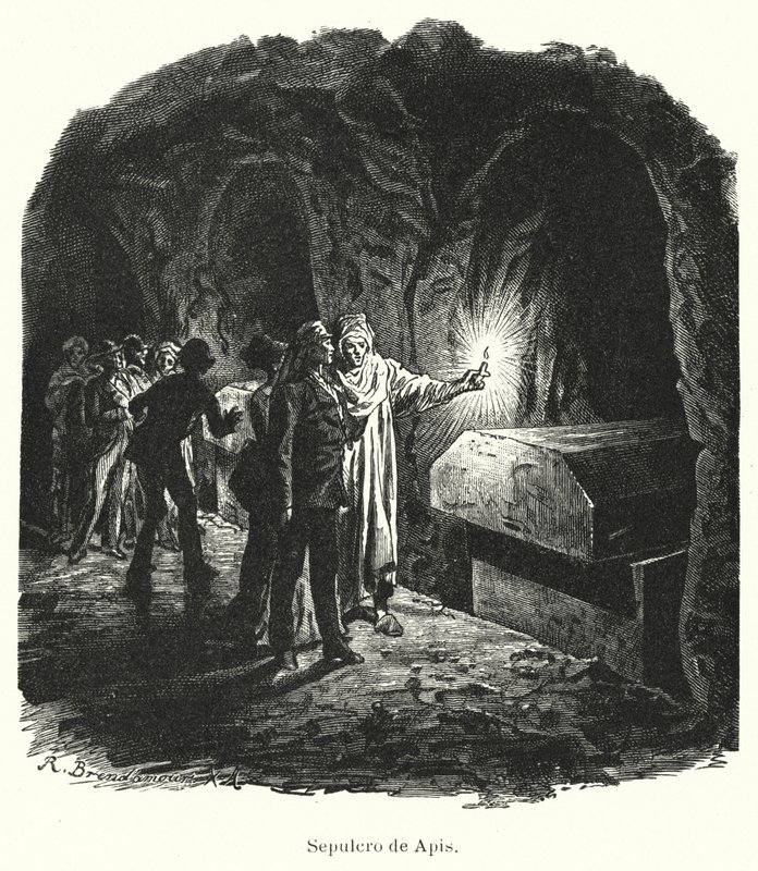 Serapeum of Saqqara, graven til hellige Apis-okser tilbedt i det gamle Egypt (litho) av German School