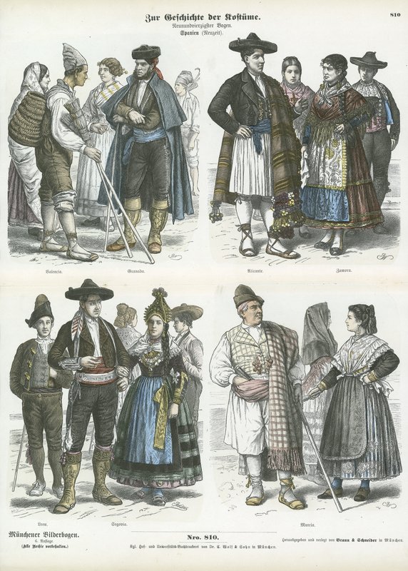 Spanske regionale kostymer, 1800-tallet av German School