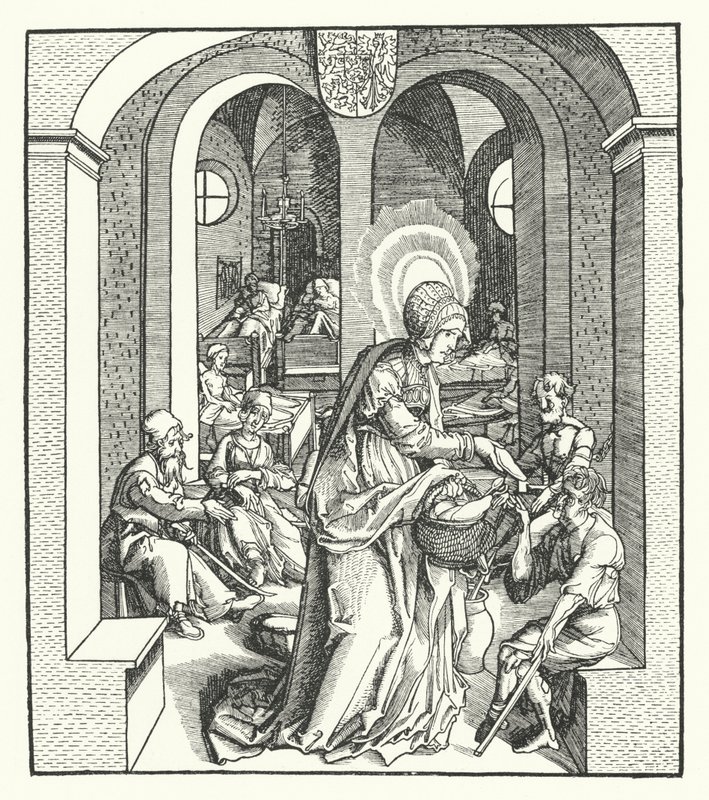 St Hedwig av Schlesien, hertuginne av Polen (gravering) av German School