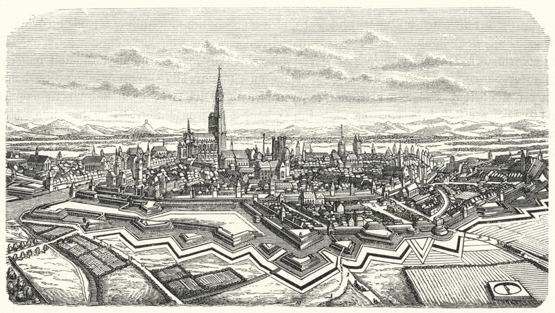 Strasbourg på 1600-tallet (gravering) av German School